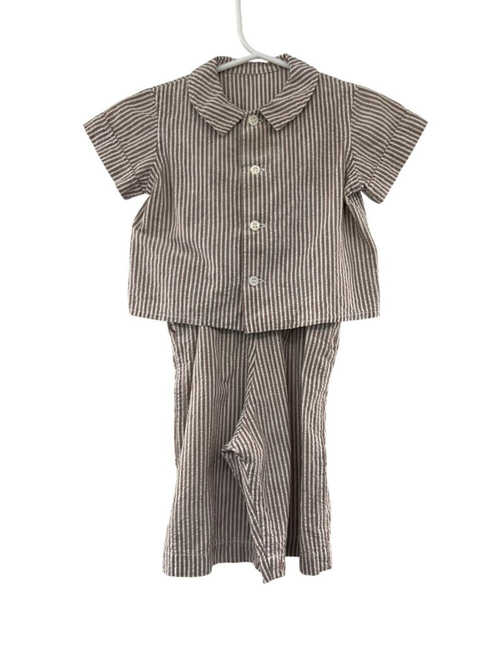 Vintage Handmade Baby Boy 6/9 Mo? Outfit Overalls Shirt Striped Set Used - Picture 12 of 16